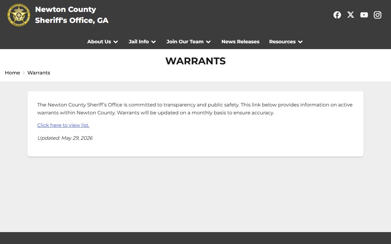 Newton County warrants linked to court records after arrest